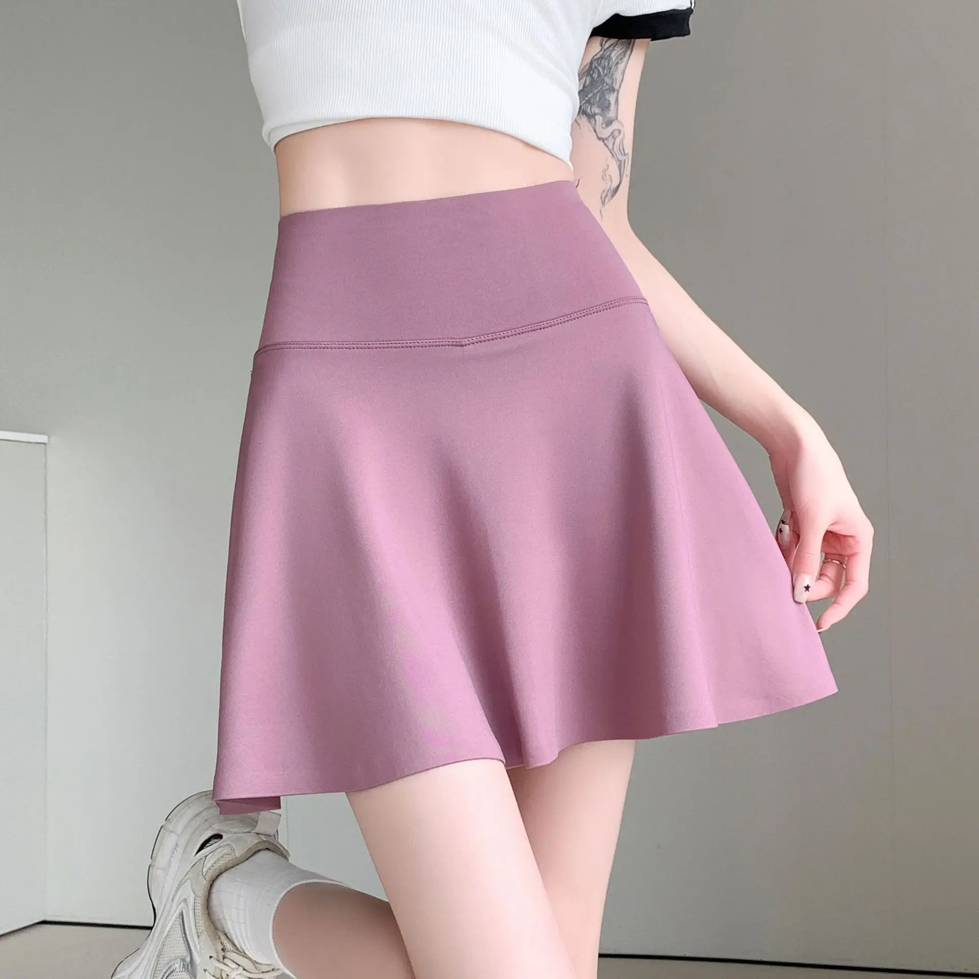 Women's Sexy Halter Skirt Short Summer Solid Color Y2K Style Folding Slim High Women's Casual Mini Skirt