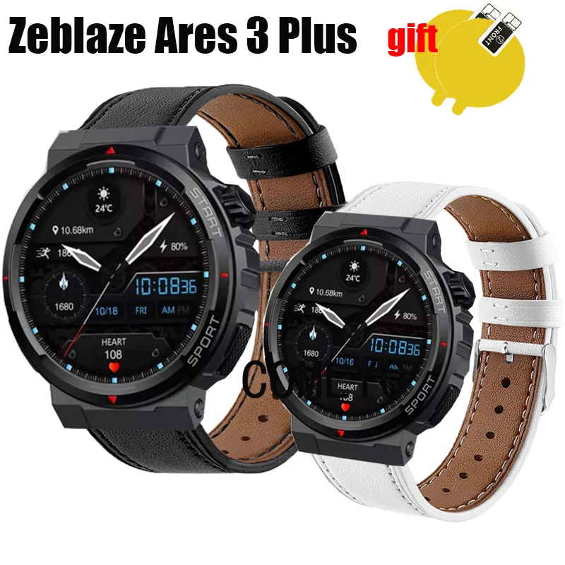 For Zeblaze Ares 3 Plus Strap Leather Soft Bracelet SMART WATCH Women men Band Screen protector film