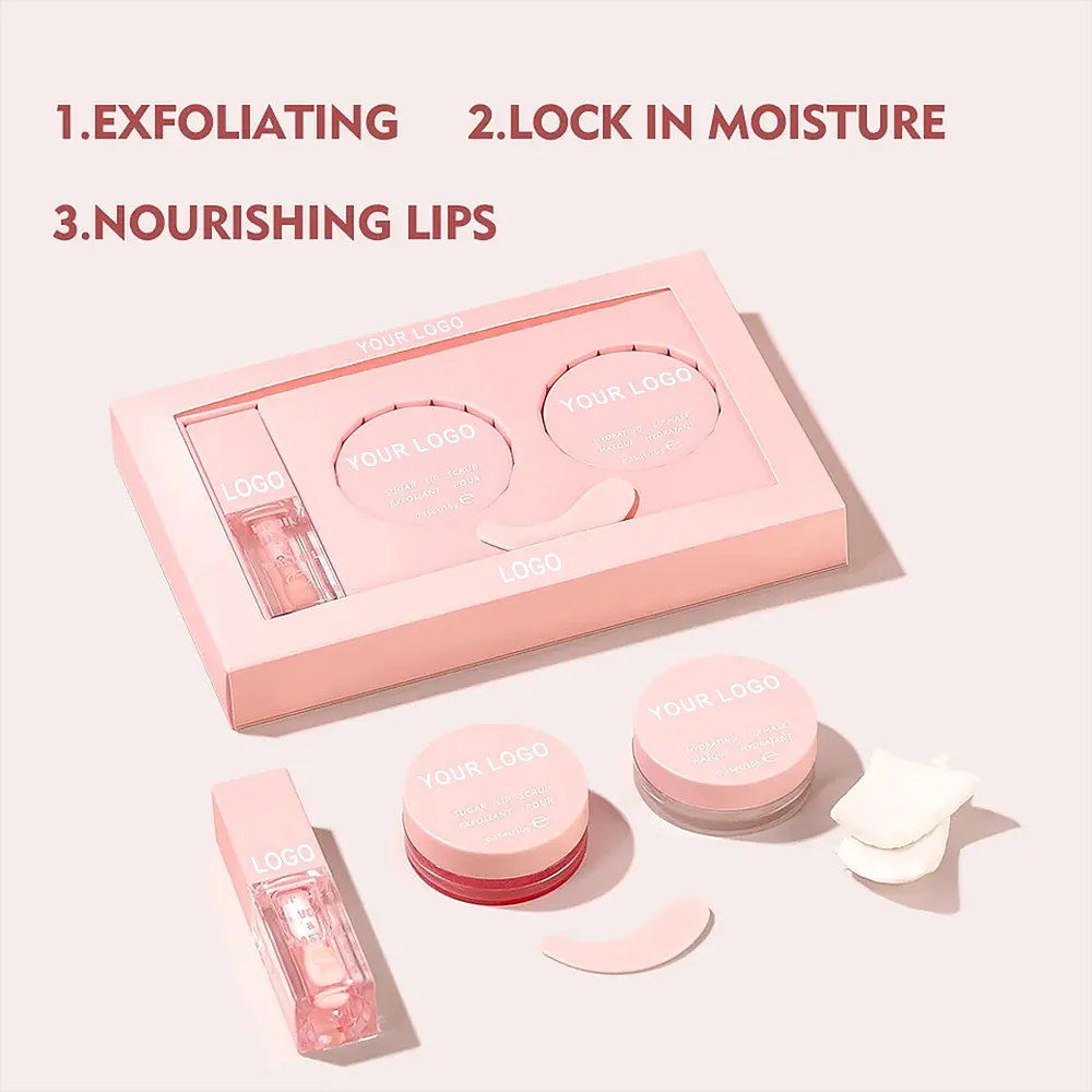 New 3pcs Moisturizing Lip Balm Sets Makeup Exfoliation Lip Scrub Anti-Cracking Lip Oil Lips Care Kit