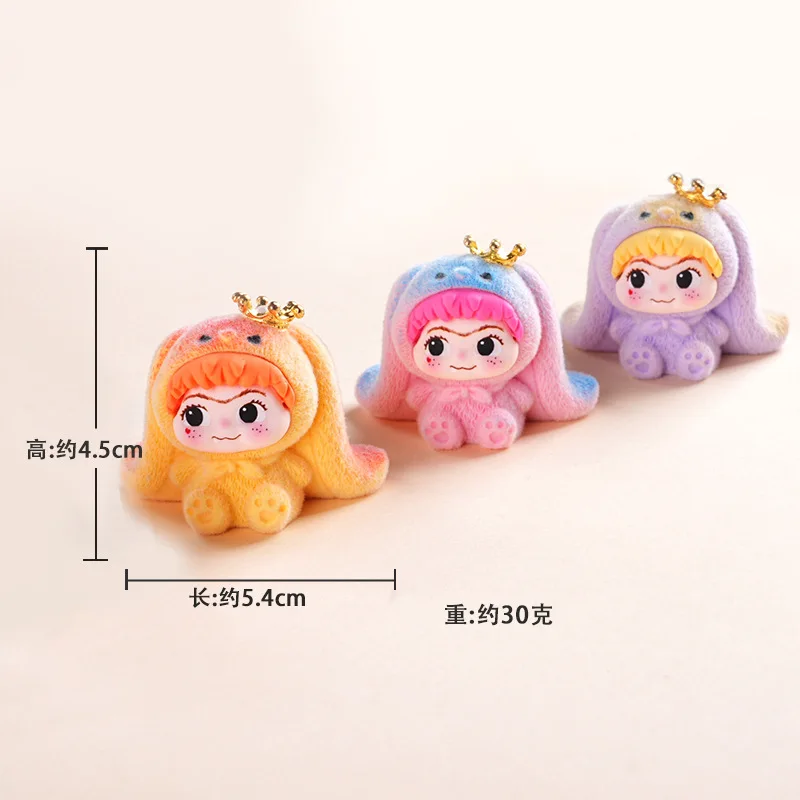 kawaii Flocking wakuku blind Box ornaments trendy toys pendant desktop Birthday Gift