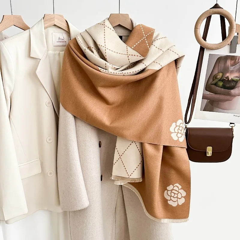 

Новый продукт, имитация кашемирового шарфа для девочек, универсальный темпераментный двусторонний теплый шарф, шаль