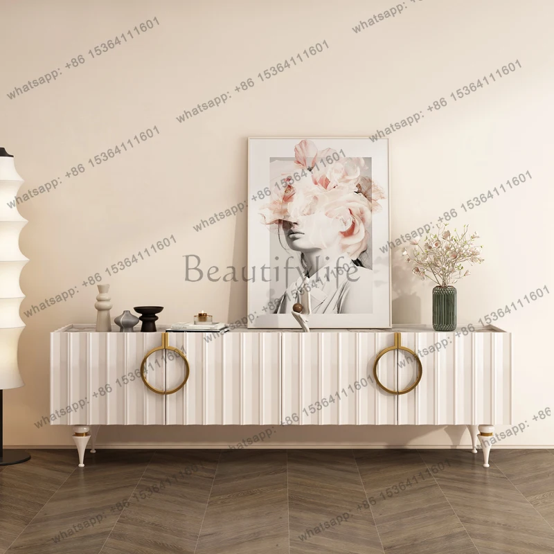 

Italian light luxury TV cabinet, living room slate, French cream style art floor cabinet
