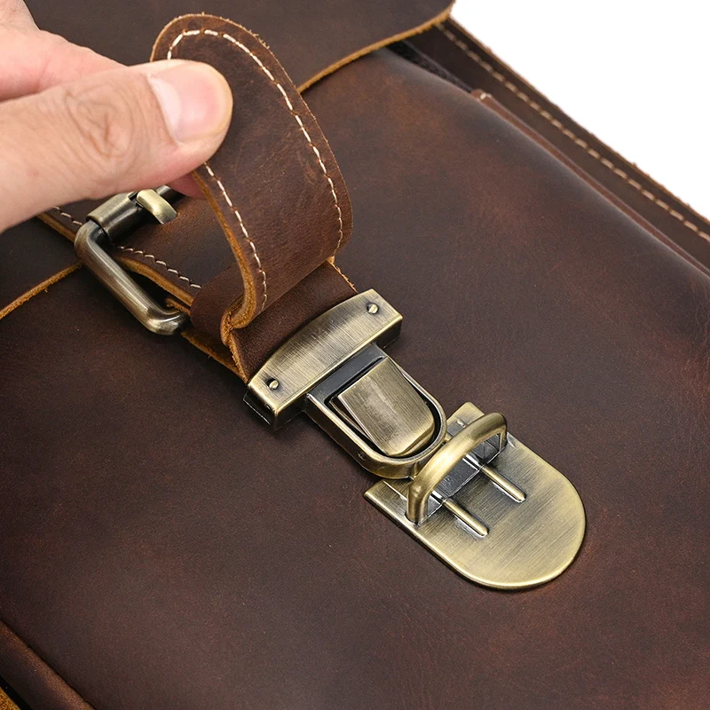 Vintage Style Men's Briefcase Backpack Leather Daypack For Men Male Travelling Bagpack Backpack Latop Bag 14" Laptop Bag 3 In 1