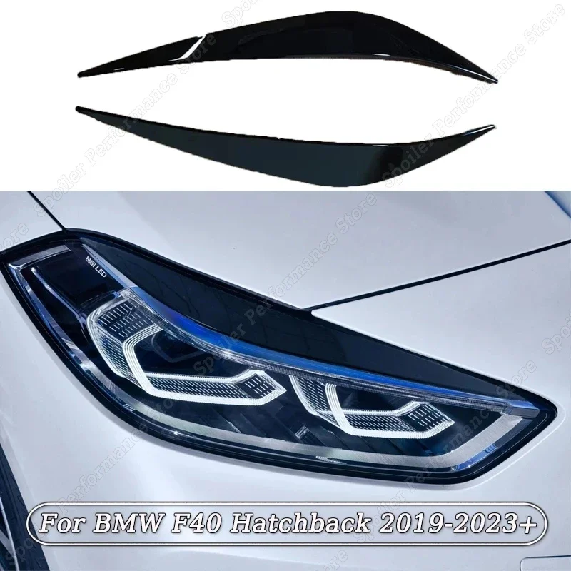 

For BMW 1 Series F40 Hatchback 2019-2023 2Pcs Gloss Black Front Headlight Eyebrows Eyelid Lids ABS Plastic Body Kits Accessories