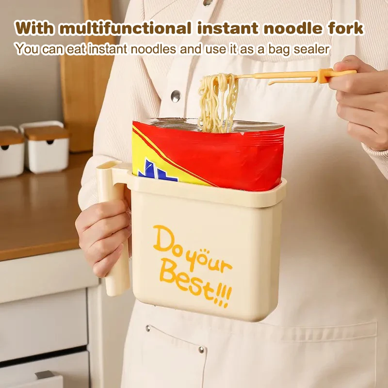 High-temperature Resistant Noodle Bowl Fork Lazy No Wash Instant Noodle Bowl Food Grade Material Direct-use Instant Noodle Bowl