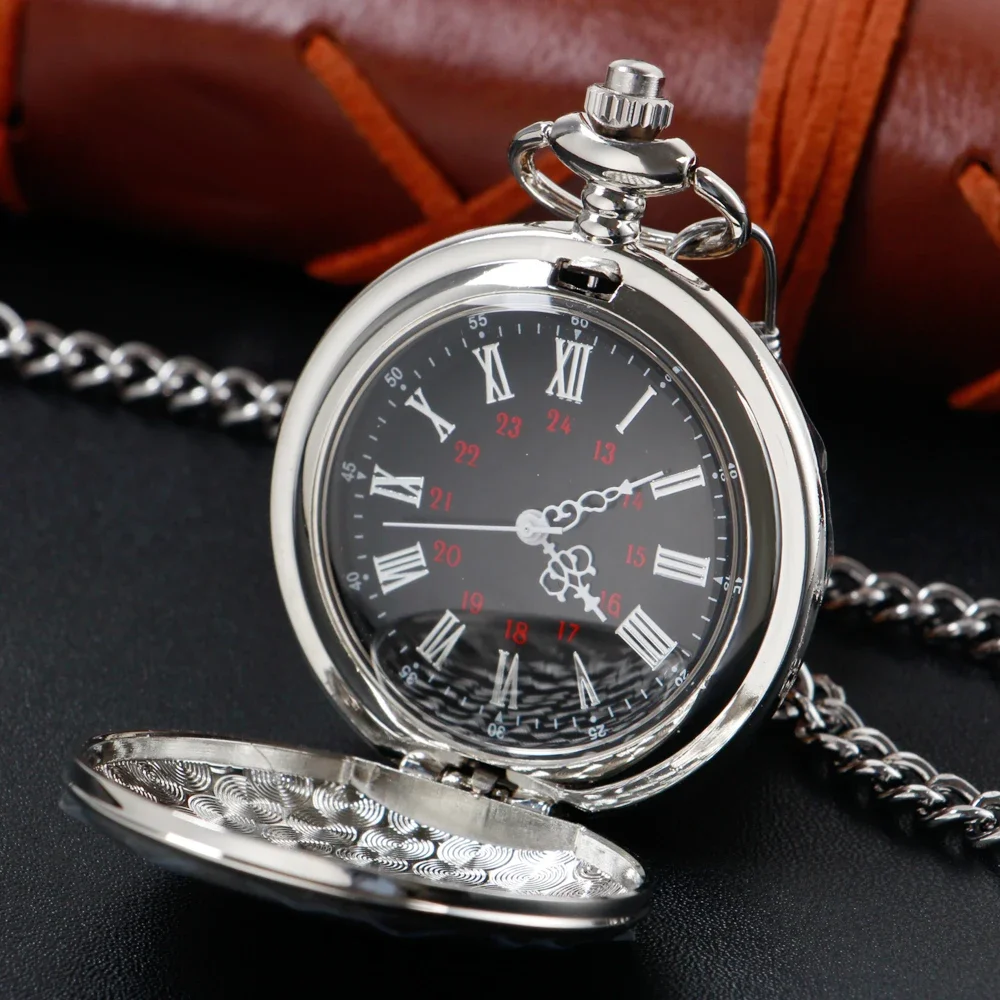 Top Brand Luxury Silver Quartz Pocket Watch Smooth Exquisite Vintage Chain Necklace Men's Women Gift CF1207