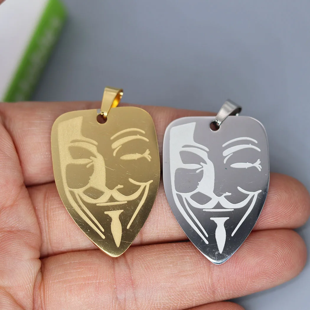 2pcs Guy Fawkes Men V for Vendetta Punk Mask Stainless Steel Charms Pendants for Necklaces Jewelry Making Supplies Wholesale