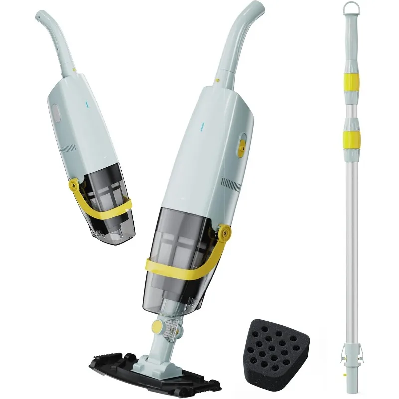 

(2025 Upgraded) Cordless Handheld Pool Vacuum, Rechargeable Pool Cleaner with Telescopic Pole and Fine