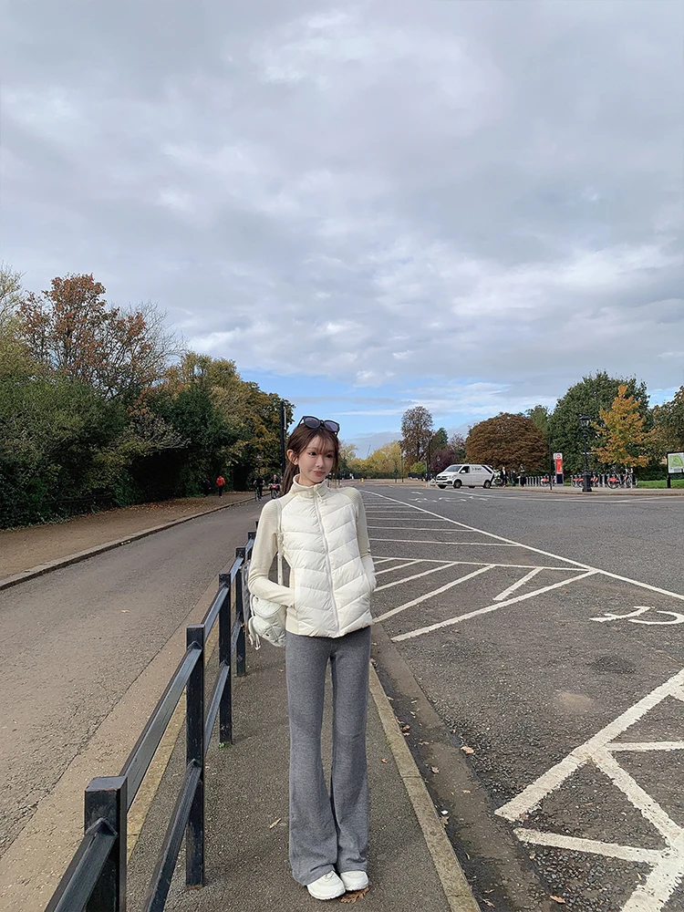 

Ультралегкие пуховые брюки Slim Down Feather Down Pants с нулевым уровнем давления на талию, утепленные гусиным пухом, женские повседневные брюки с длинными рукавами