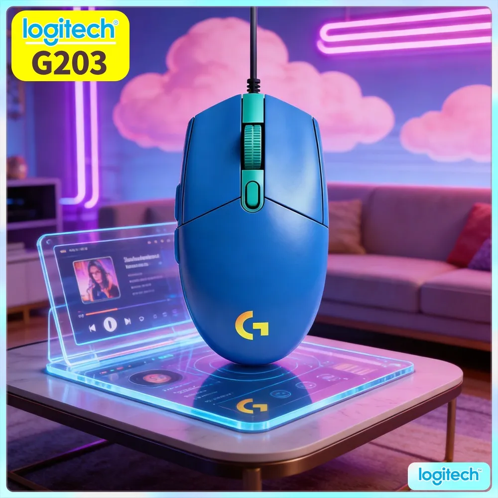 Logitech G203 Wired Gaming Mouse Versatile Work‑Play Bright RGB Palm Grip Variable DPI USB Pc Desktop