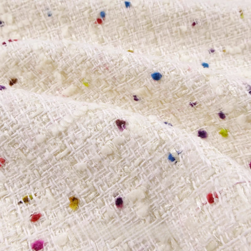 Creamy White 3D Grid Colorful  - đánh giá và giá Sewing Tweed