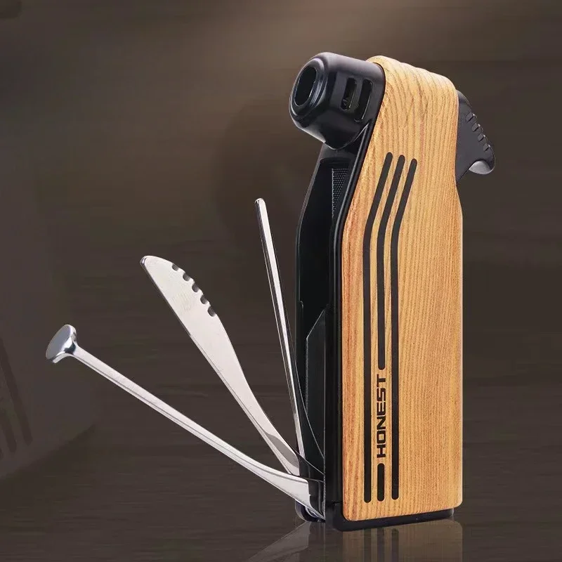 Multifunctional Special Pipe Machine Oblique Fire Retro Open Fire Lighter Inflatable with Smoke Knife Pressure Stick Scraper