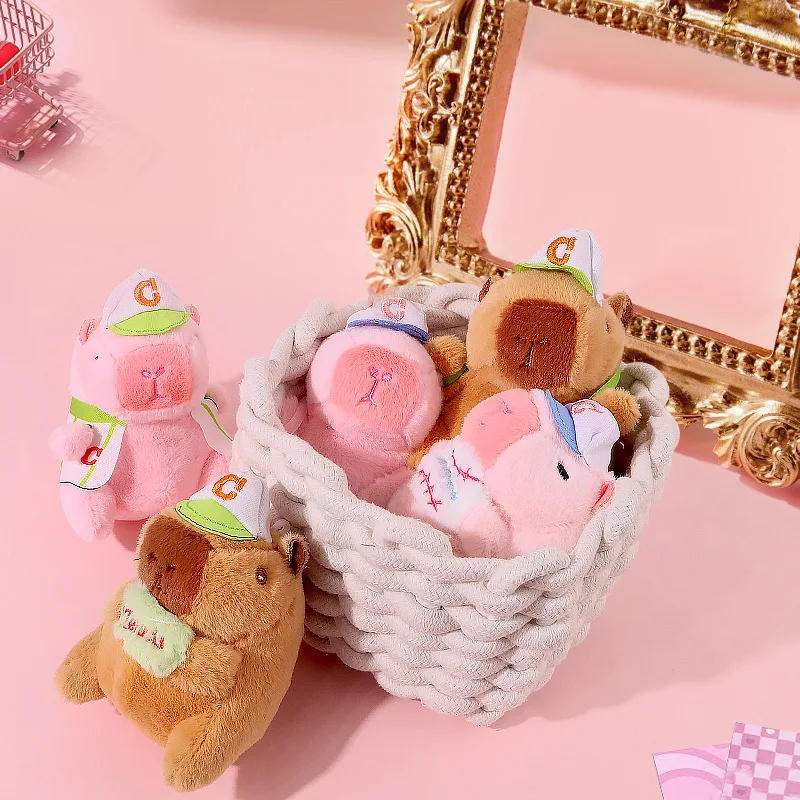 Cute Cartoon Baseball Clothes Plush Capibara Keychain Pendant Plush Toys Capybaras Backpack Doll Toys For Girls Hanging Pendant