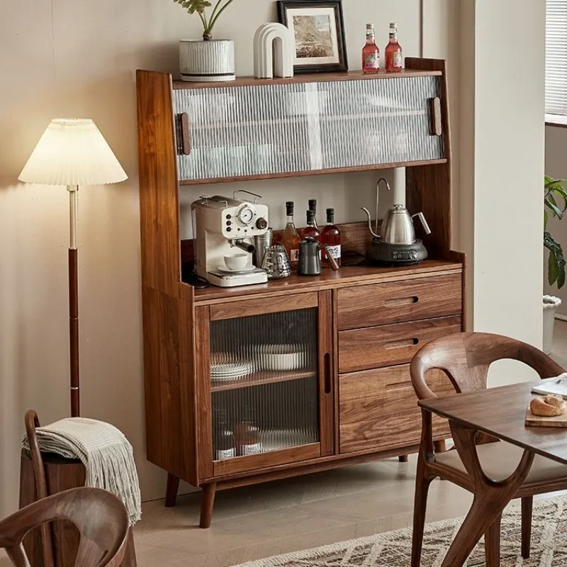 North American black walnut dining side  Living room multi-functional dining side locker Simple kitchen  Solid wood tea cabinet