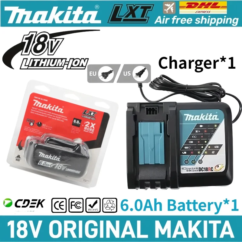 

Genuine Makita 18V Battery 6Ah/5Ah⚡RechargeableFor Makita BL1830B BL1840B BL1850B BL1860B BL1815N 18V PowerTools Battery