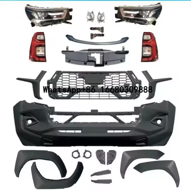 

High Quality Plastic Front Bumper for 2016-2019 Hilux Revo Body Kit Rocco Upgrade to 2021 Hilux GR GR Sport