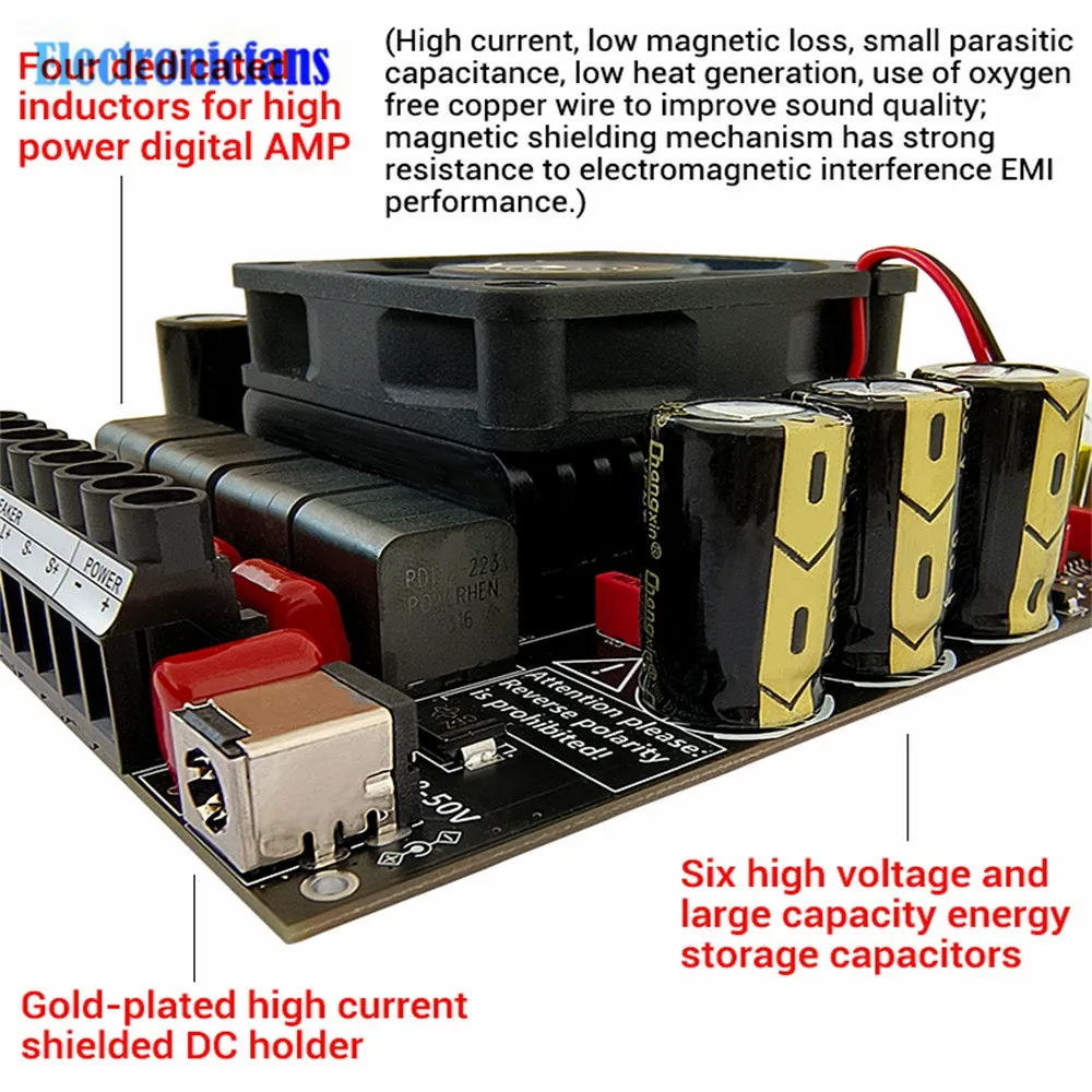 Imagem -03 - Placa Amplificadora Audiófila Bluetooth Alta Potência 2.1 Canais Zk-as21p 300w Mais 300w Mais 600w Chip Amplificador Tpa3255 2