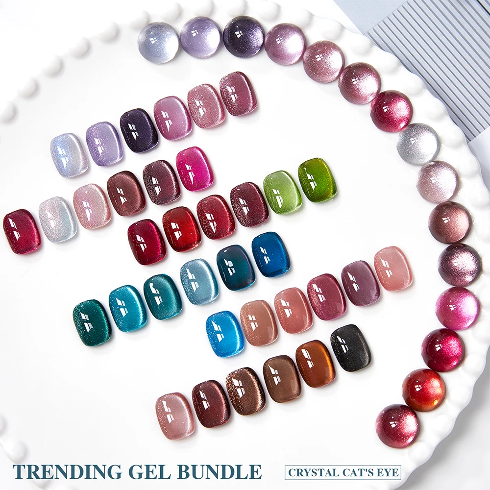 

Vendeeni 36 Colors/set Pink Glitter Wide Cat Eye Gel Nail Polish UV LED Jelly Crystal Nail Varnish With Color Card TPO/HEMA FREE