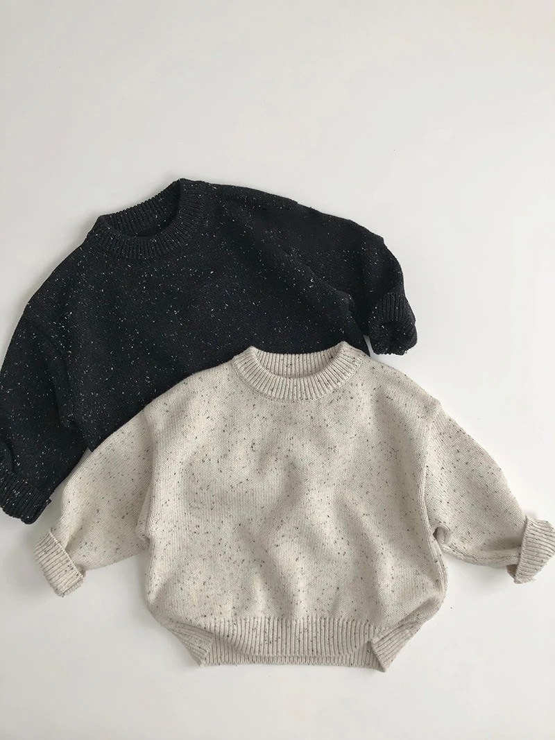 MILANCEL sweter dziecięcy w stylu koreańskim 1-6Y jesień nowy chłopięcy luźna dzianina dziewczęca baza sweter z okrągłym dekoltem odzież dziecięca