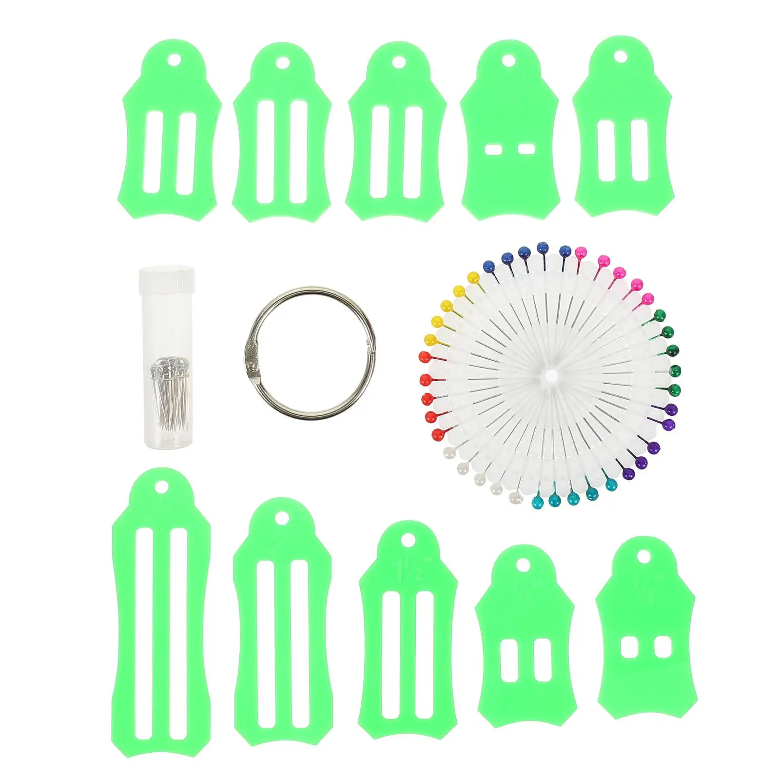 

Складной набор ткани, многоразмерные швейные зажимы, швейная булавка, пластиковая зеленая квилтинговая лента, косая лента «сделай сам»