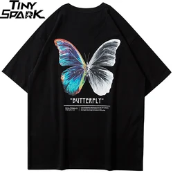 Hip Hop Oversize T Shirt Men  Streetwear Harajuku Color Butterfly Tshirt Short Sleeve Cotton Loose HipHop T-Shirt Plus Size