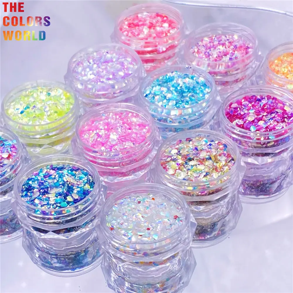 TCT-971 무지개 빛깔의 무지개 스케일 반짝이 육각형 Squama 스팽글 장식 네일 반짝이 매니큐어 DIY 휴일 카드 네일 아트