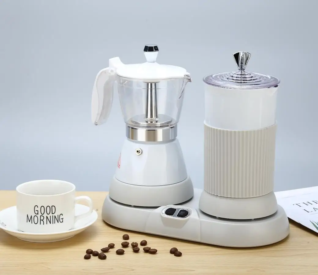 Macchina da caffè elettrica italiana Macchina automatica per schiuma di latte domestica Estratto lento Mini caffettiera italiana Moka Pot