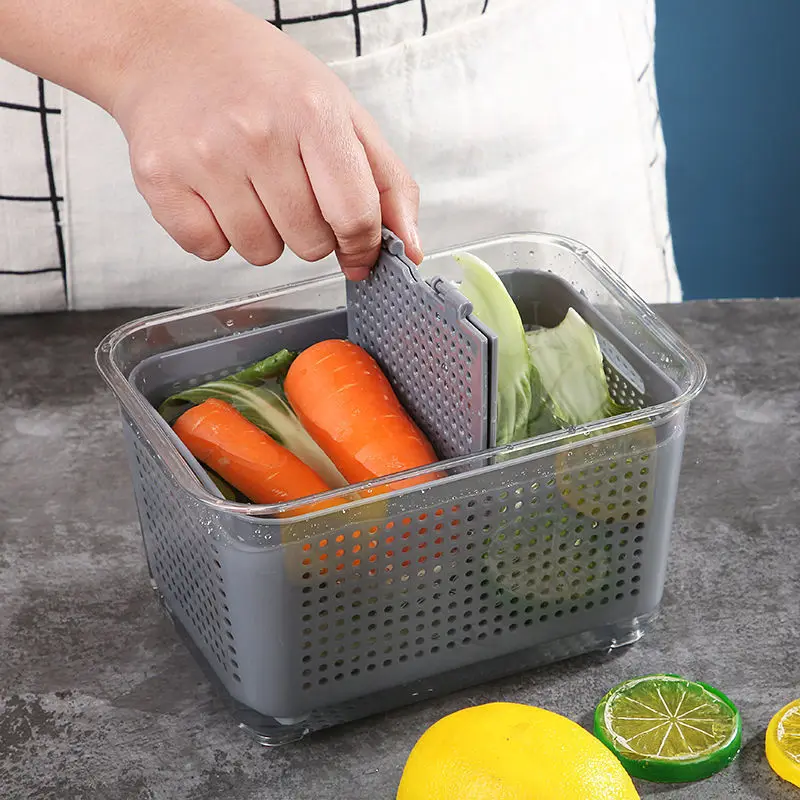 Refrigerator Preservation Storage Box for Fruit Drain Basket Storage Containers Sealed Box With Lid Vegetable Kitchen Organizer