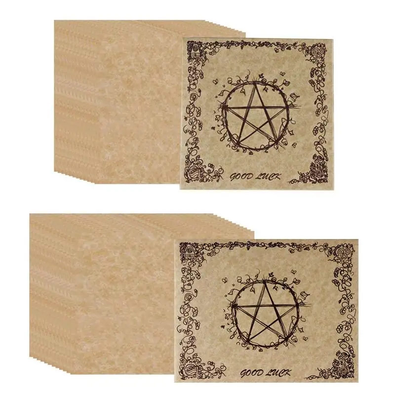 12Pcs Small Large Blank Greeting Cards Pentagram And Flower Design Card Festival Hand-painted Greeting Card Parchment Paper Card