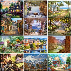 Pintura por números para adultos, paisaje Natural, peineta acrílica, par de números, lienzo de dibujo, GATYZTORY, decoración de paisaje Diy para el hogar