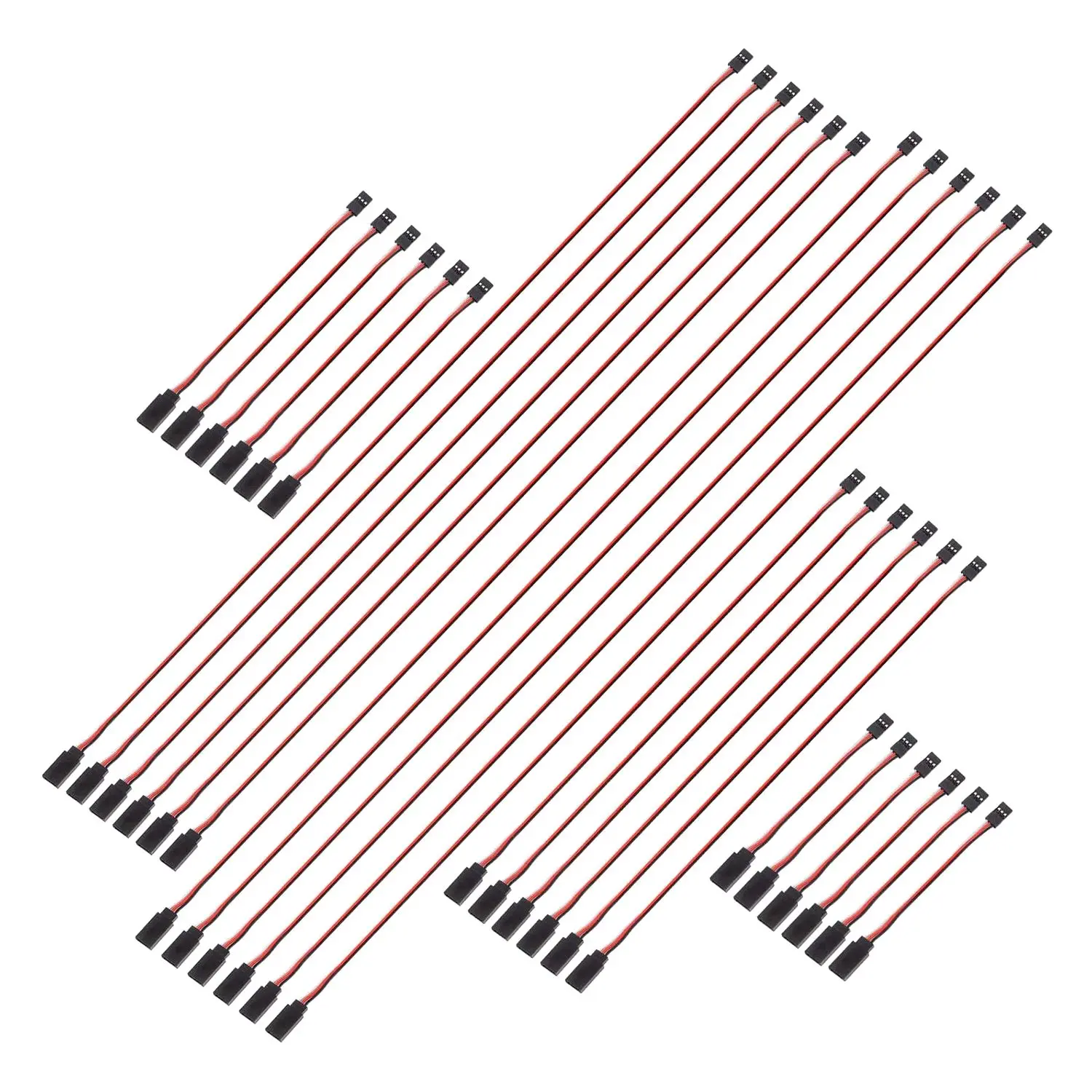 【STOCK】30 Pcs 3-Pin Extension Cable Cord Male To Female Lead Wire Connectors for Servo Extension Remote Control Parts - 5 Sizes