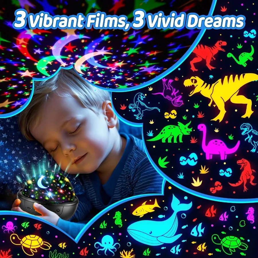 Night Light for 93 Lighting+3 Films Night Light Projector Remote+Dimmable Star Projector 360 Slient Star Lights for Ceiling Pro