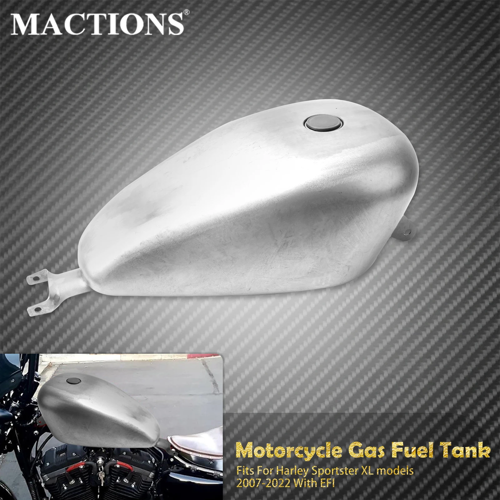 Motorcycle 3.8 Gallon EFI Injected 14.4 Liter Oil Gas Fuel Tank For Harley Sportster XL 1200 883 07-2022 Forty Eight Super Low