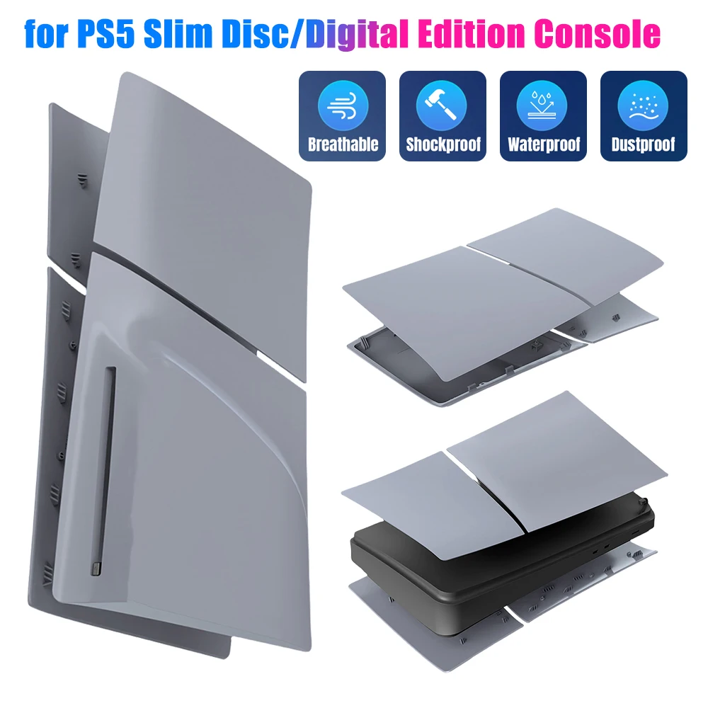 Limited Edition Grey   Replacement Faceplates with Logo Skin &30th Anniversary Sticker ABS Cover Shell For PS5 Slim Console