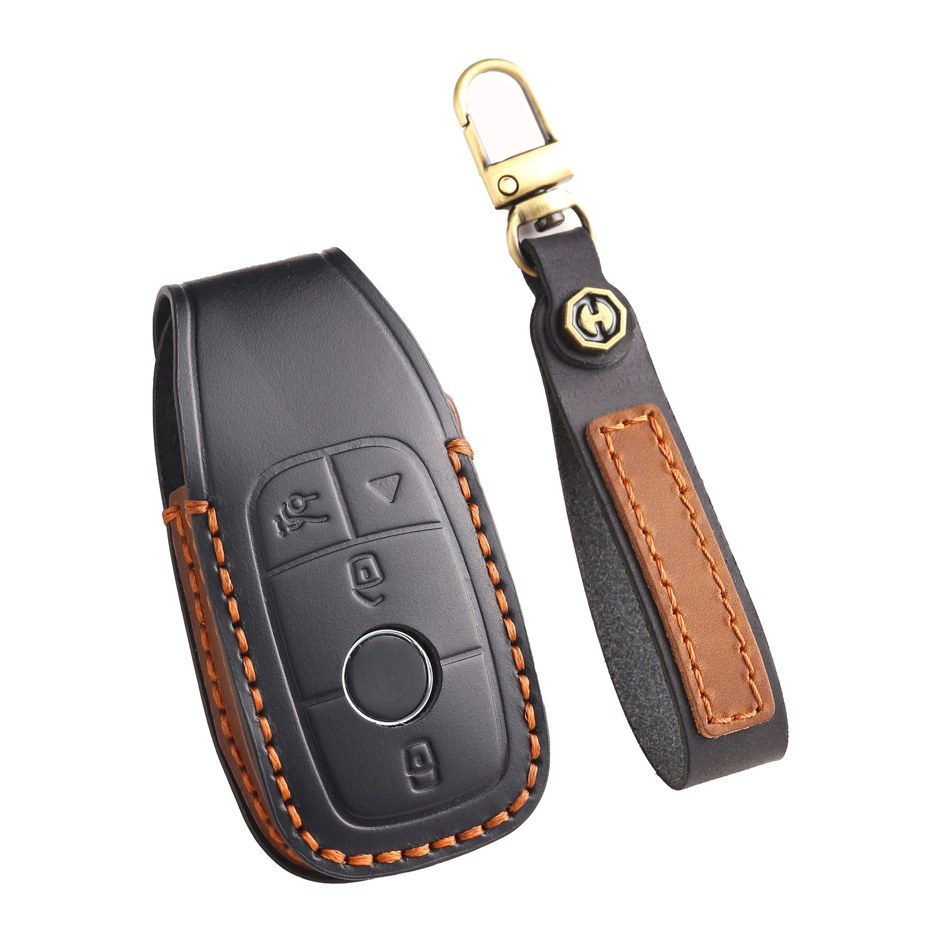 Retro Handmade Anti‑Drop Car Key Cover For Mercedes‑Benz G350 G500 G63 AMG CLS300 GLS450,Blade Smart Key Protector Shell 4