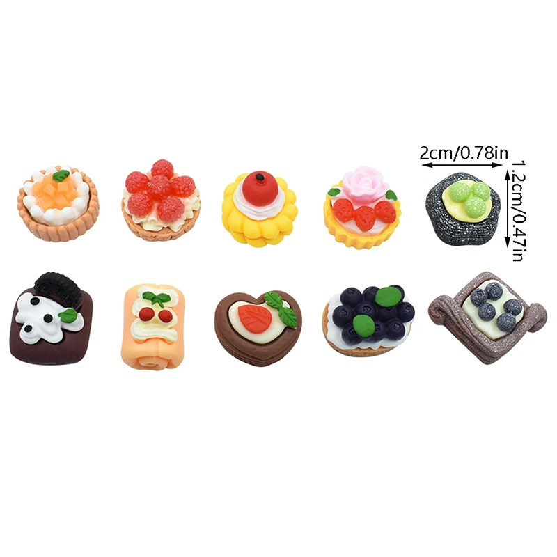 10Pcs Dollhouse Miniature Simulation Cake Dessert Model Kitchen Food Accessories For Doll House Decor Kids Toys Gifts