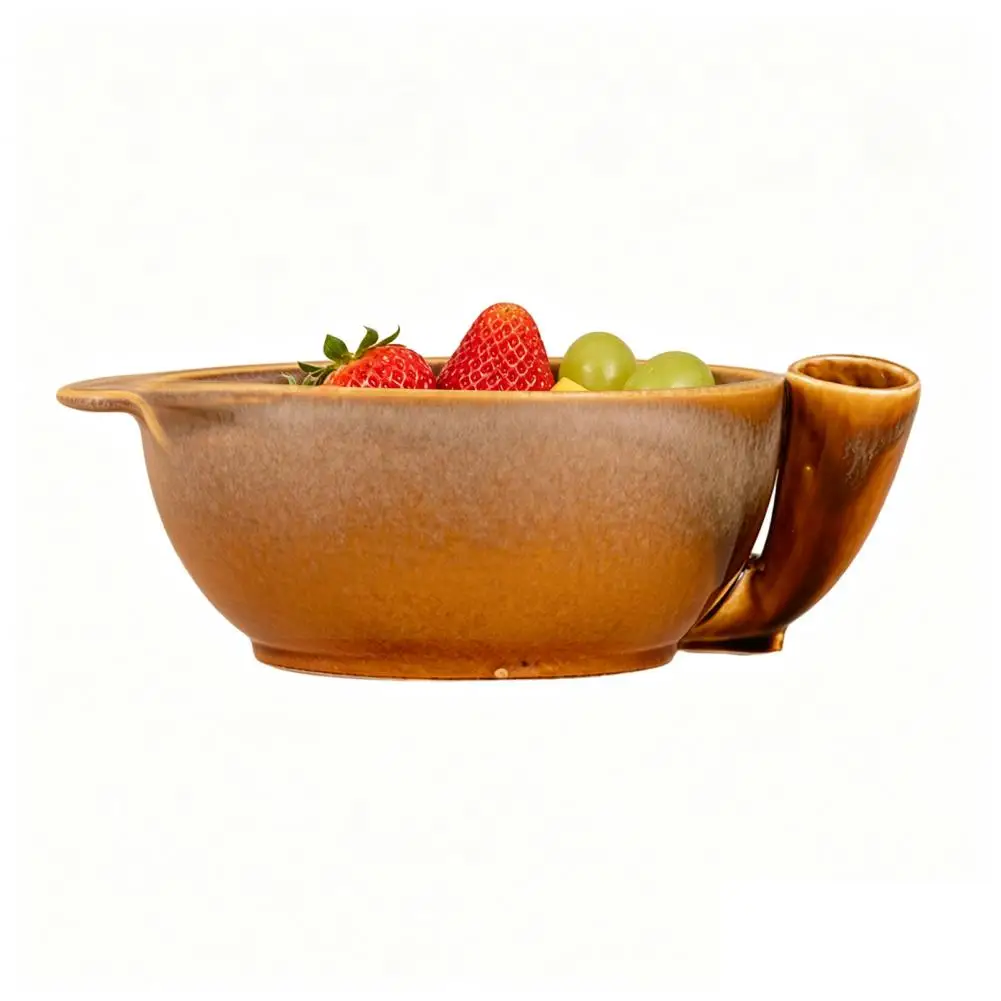 Practical Kitchen Gift for Home Ceramic Berry Washing Bowl with Drainage Holes Stoneware Fruit Rinse Basket for Strawberries