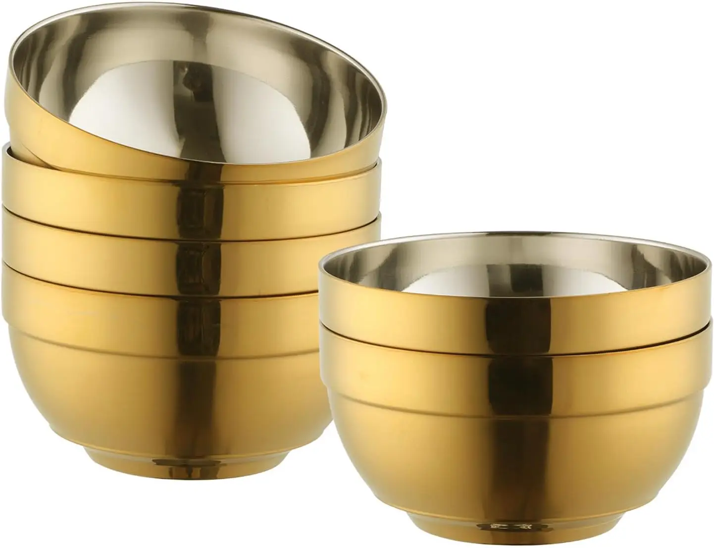 Buyer Star Paquete de 6 Tazones de Acero Inoxidable 18/8, Tazones para Sopa con Doble Pared Aislada de 17 Oz, Tazón para Cereal y Snacks de 5.1 Pulgadas para Arroz