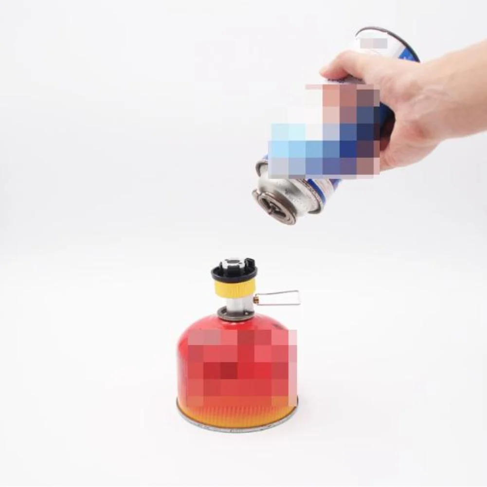 Compact Refill Valve Converter for Long Flat Canisters and Cartridge Tanks Used with Portable Gas Stoves and Camping Appliances