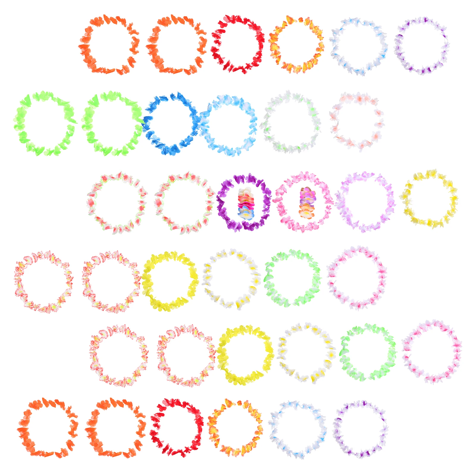 

52Pcs Hawaiian Flower Lei Bunting Banner Colorful Polyester Fabric Luau Party Supplies Summer Vacation Beach Decor