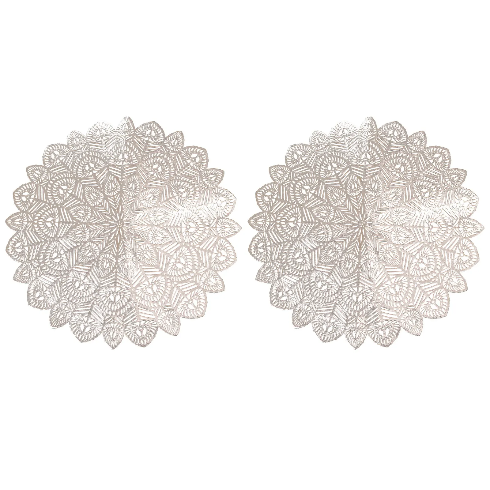 

2 Pcs Peacock Tail Placemat Hollow-out Decoration Decorative Heat Insulation Pad Pvc Party