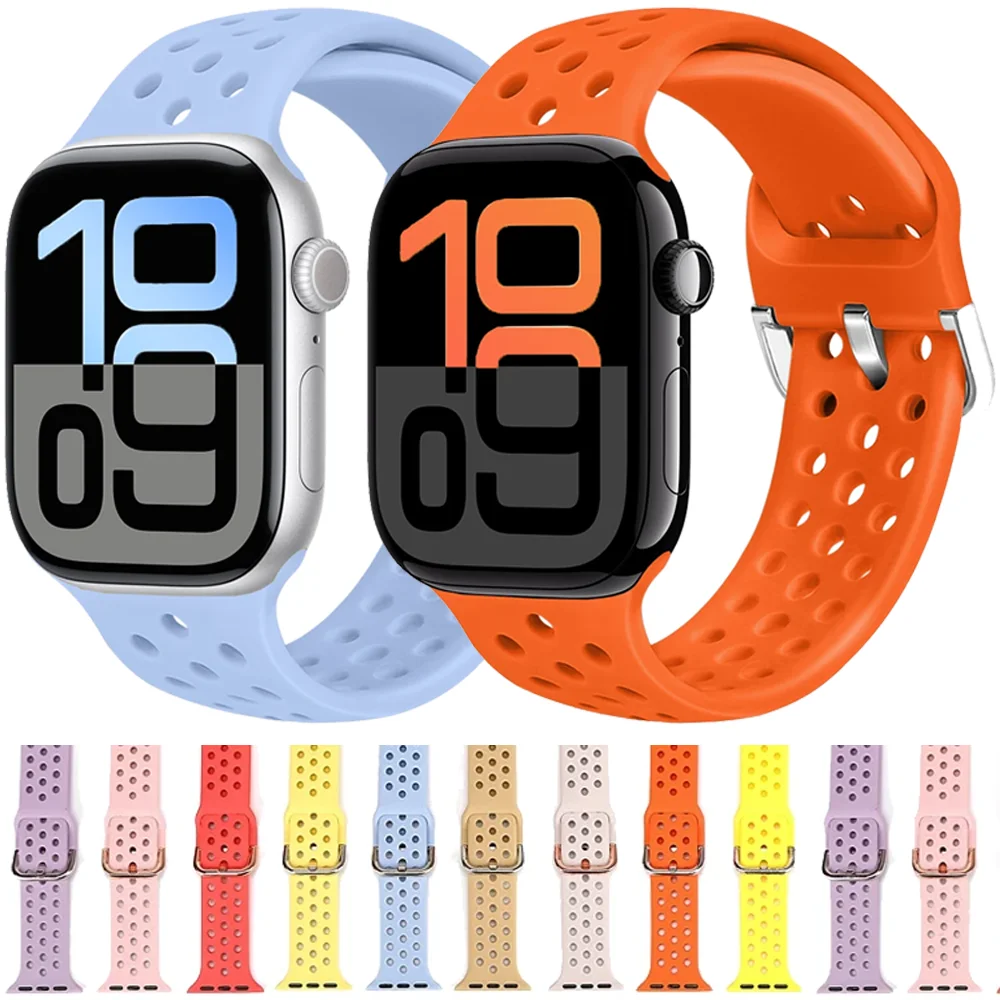 حزام سيليكون لساعة أبل 10 46 مللي متر 42 مللي متر Ultra 2/1 49 مللي متر سوار معصم رياضي لساعة iWatch 9 8 7 45 مللي متر 41 مللي متر 6 5 4 SE 44 مللي متر 40 مللي متر Correa
