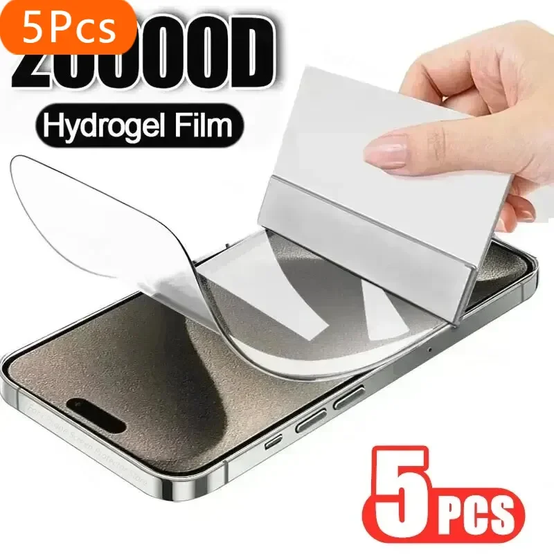 

5Pcs Hydrogel Film for IPhone 15 14 13 12 11 Pro Max Screen Protector for IPhone X XS XR 13 Mini 14 Plus Not Glass