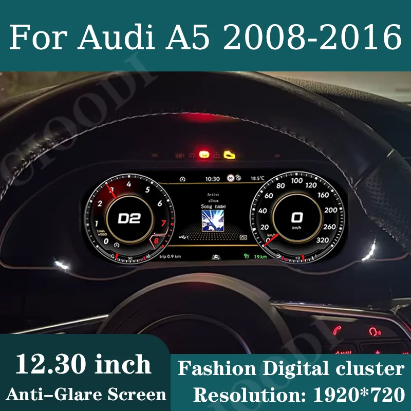

12,3-дюймовый ЖК-дисплей приборной панели для Audi A5 2008-2016, экран спидометра, виртуальная приборная панель, цифровой кластер, CarPlay