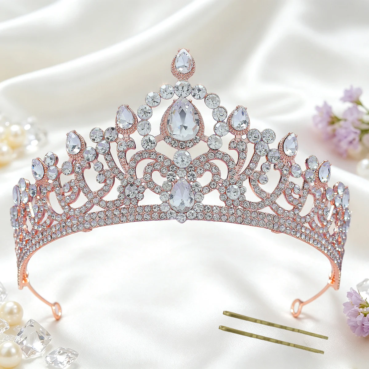 2026 Cross-border European-style best-selling alloy rhinestone crowns party, ball and beauty pageant headpieces and accessories