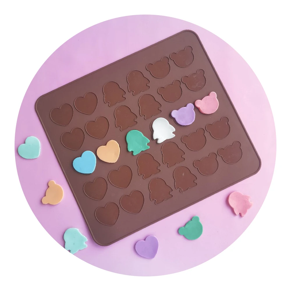 1pc Love Penguin Macaron Silicone Pad DIY Chocolate Candy Pudding Dessert Cake Decoration Plugin Biscuit Baking Mold