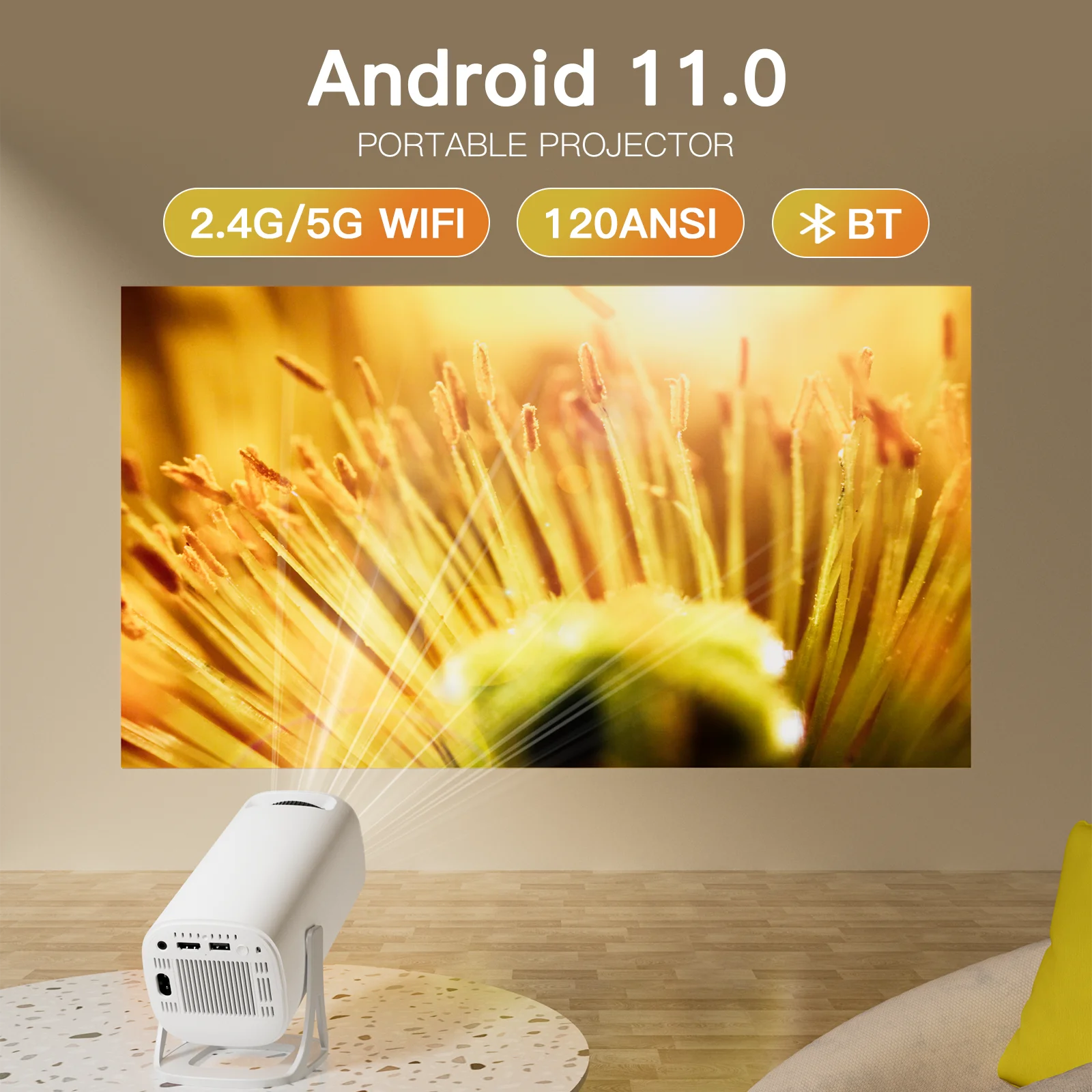 S40 Projector Android 11 120 ANSI 720P Native Support 1080P 4K Wifi6 BT5.0 Cinema Outdoor Portable Mini Projetor