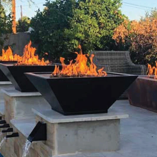 Remote Ignition Decorative Steel Natural Gas Burning Water Fire Bowls For Swimming Pool