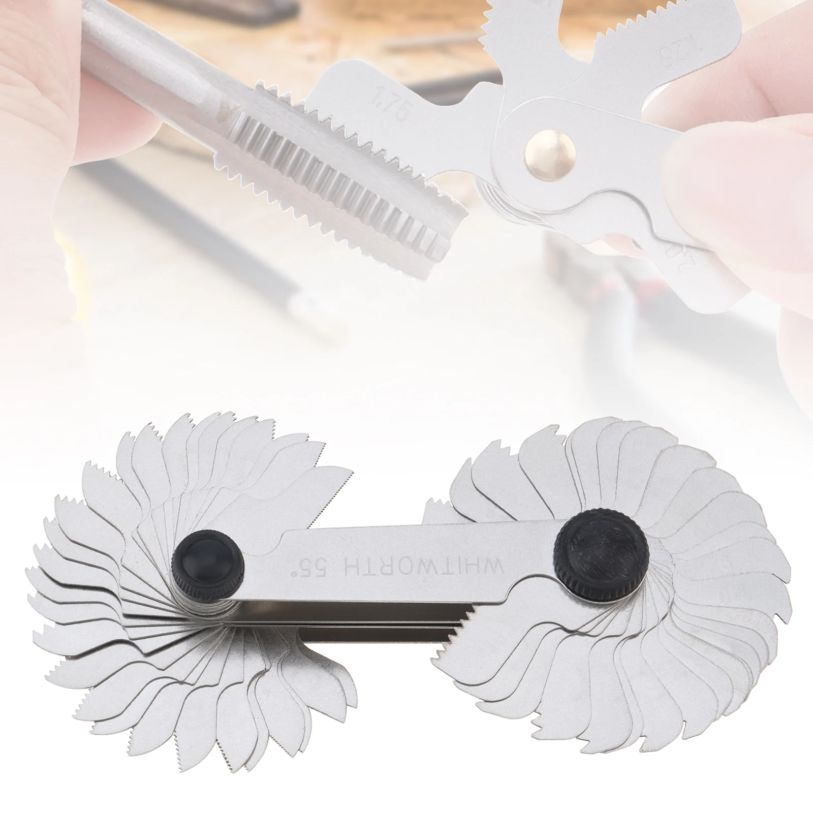 Medidor de Parafuso Métrico e Imperial 55 Graus 60 Graus us 60 Graus Thread Pitch Gauge Ferramenta de Medição 58 Pcs
