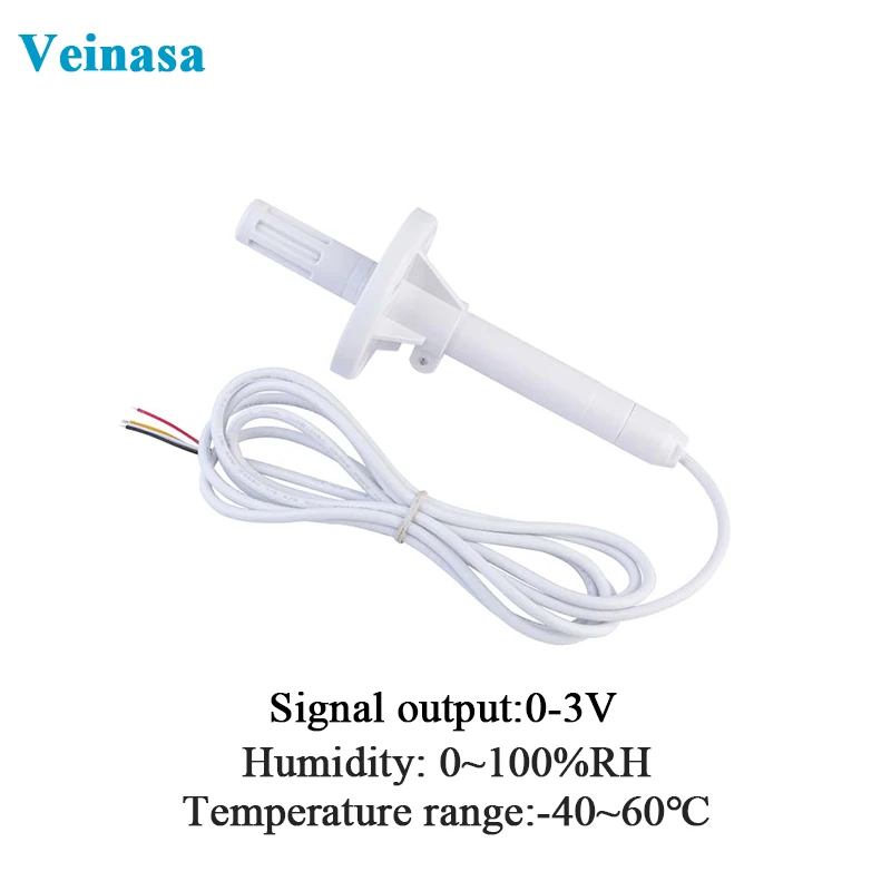 

2026 Veinasa HRTP030 Temperature and Humidity Probes ABS Material 10cm Measurement Depth Analog 0-3V Output Integrated Sensor